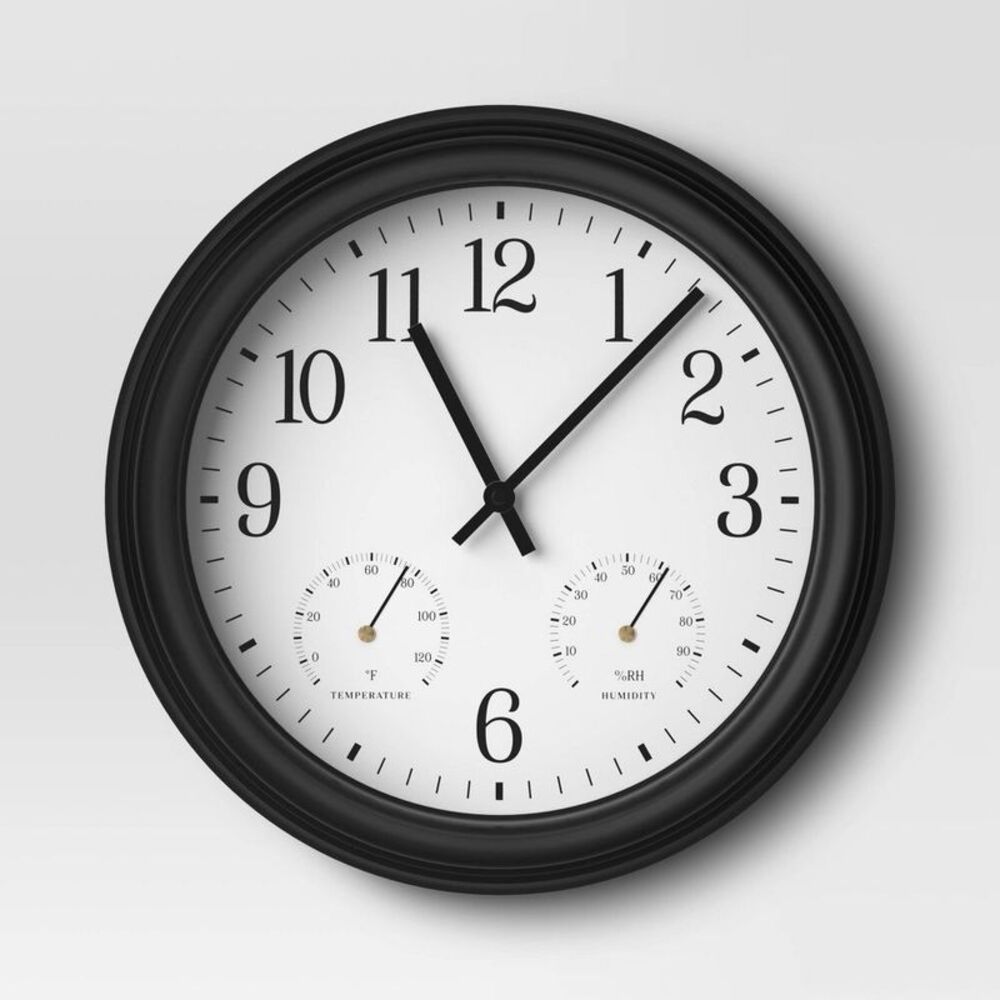 Threshold - 15" Outdoor Wall Clock Charcoal Gray - Threshold Gray